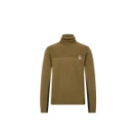 Moncler Logo Wool Blend Polo Neck in Olive Green | Men's Skiwear | Coveti