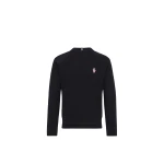 Moncler Logo Wool Jumper in Dark Blue | Men's Knitwear | Coveti