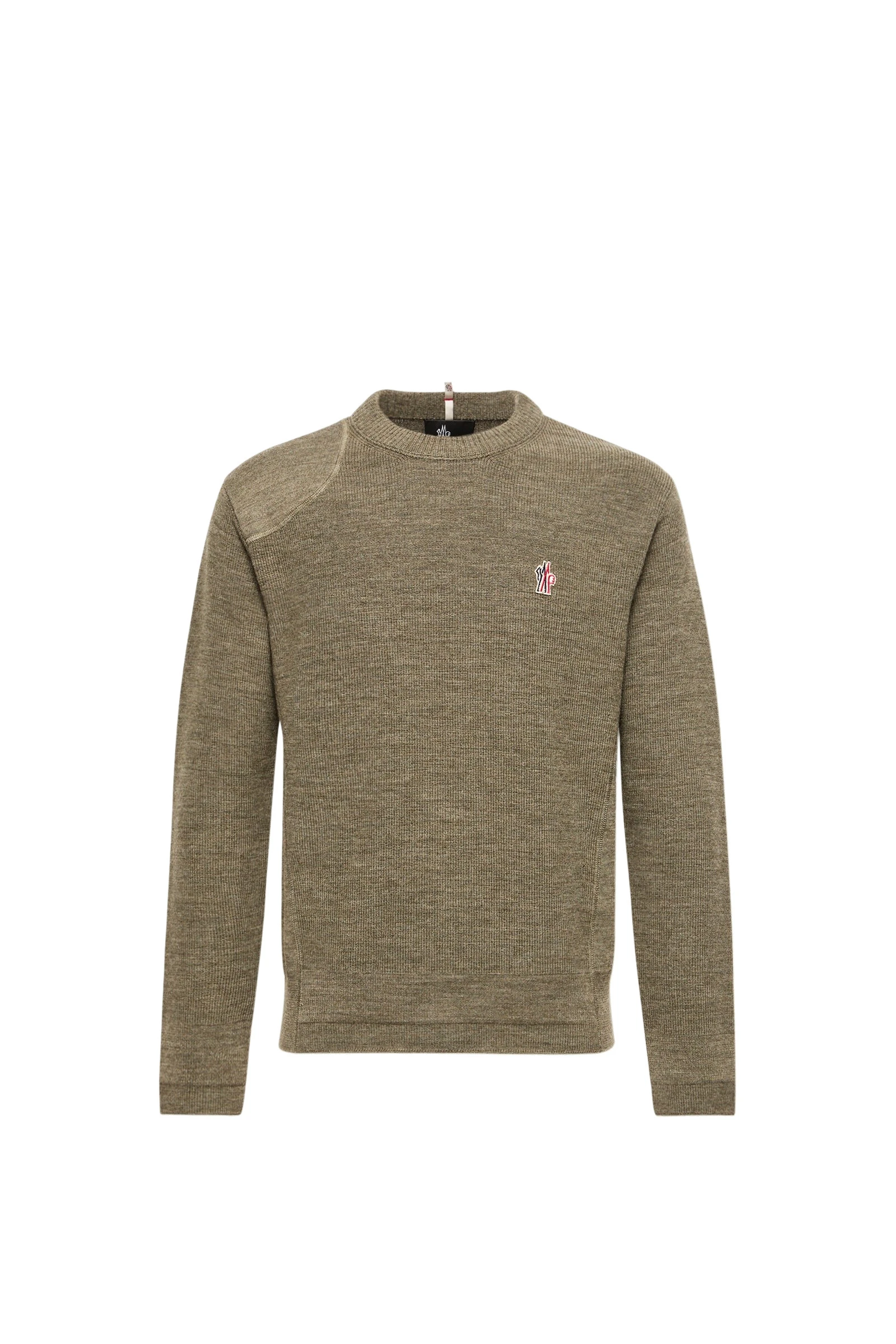 Moncler Logo Wool Jumper in Olive Green Moncler Logo Wool Jumper in Olive Green | Men's Knitwear | Coveti