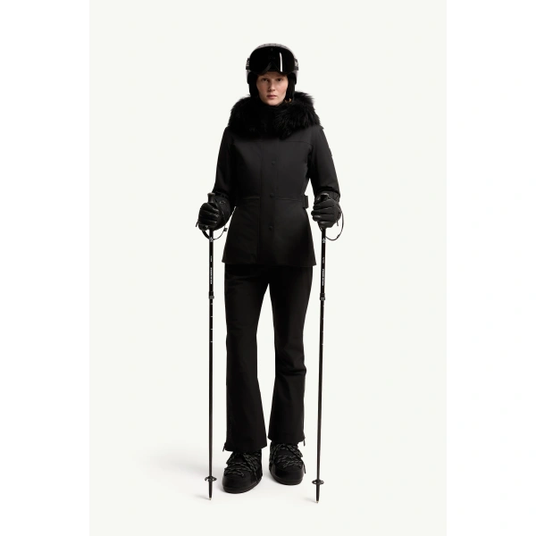 Moncler Loira Hooded Padded Ski Jacket in Black, view 2 | Women's Ski Jackets | Coveti