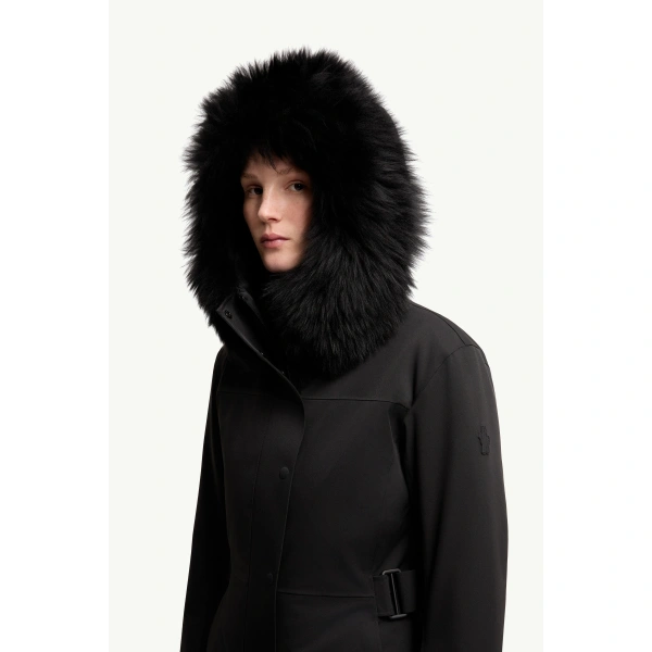 Moncler Loira Hooded Padded Ski Jacket in Black, view 3 | Women's Ski Jackets | Coveti