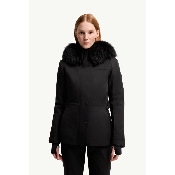 Moncler Loira Hooded Padded Ski Jacket in Black, view 4 | Women's Ski Jackets | Coveti