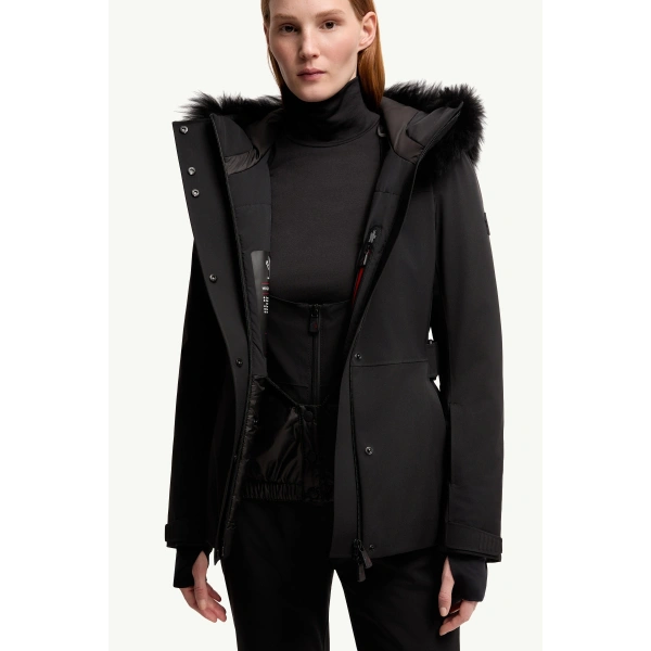 Moncler Loira Hooded Padded Ski Jacket in Black, view 6 | Women's Ski Jackets | Coveti