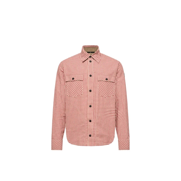 Moncler Long Sleeve Check Cotton Shirt in Pink | Men's Shirts | Coveti