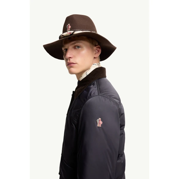 Moncler Louron Corduroy-Trimmed Short Down Jacket in Navy Blue, view 3 | Men's Jackets | Coveti