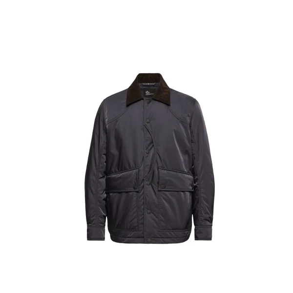 Moncler Louron Corduroy-Trimmed Short Down Jacket in Navy Blue | Men's Jackets | Coveti
