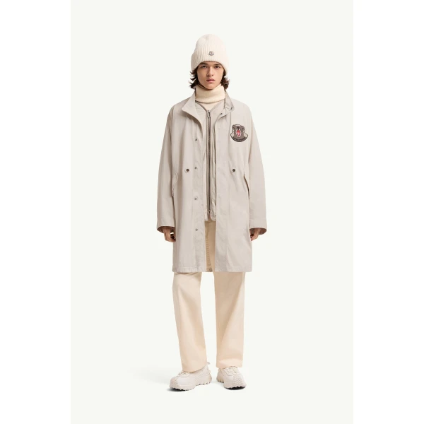 Moncler LoveFrom Moncler Long Parka Jacket in Light Beige, view 2 | Men's Jackets | Coveti