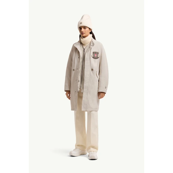 Moncler LoveFrom Moncler Long Parka Jacket in Light Beige, view 3 | Men's Jackets | Coveti