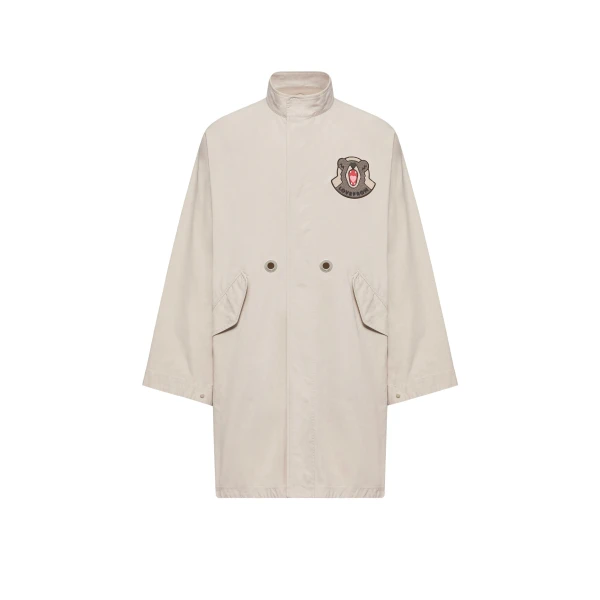 LoveFrom Moncler Long Parka Jacket in Light Beige