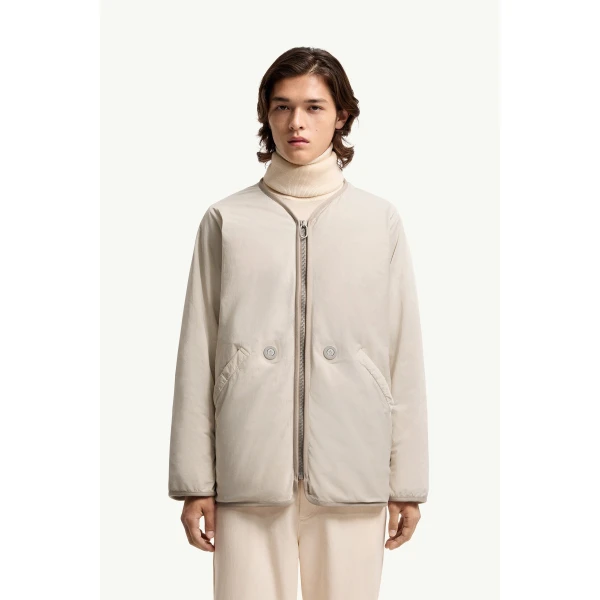 Moncler LoveFrom Moncler Moncore Mid-Length Down Jacket in Light Beige, view 6 | Men's Jackets | Coveti