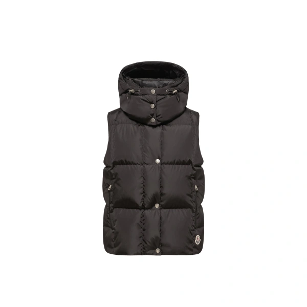 Macareux Hooded Down Gilet in Black