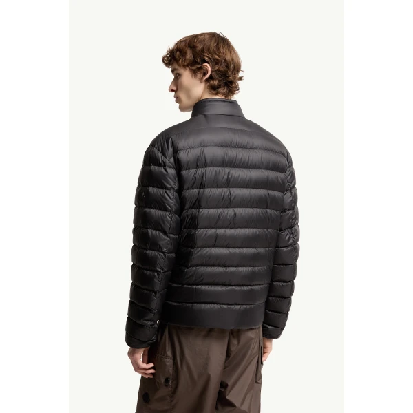 Moncler Mackinac Diagonal-Quilted Down Biker Jacket in Black, view 5 | Men's Jackets | Coveti