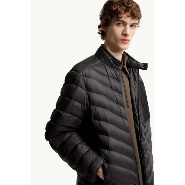 Moncler Mackinac Diagonal-Quilted Down Biker Jacket in Black, view 6 | Men's Jackets | Coveti