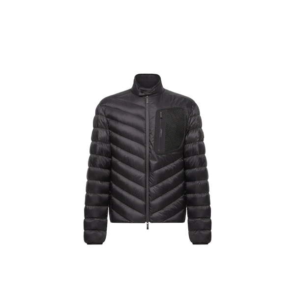 Moncler Mackinac Diagonal-Quilted Down Biker Jacket in Black | Men's Jackets | Coveti