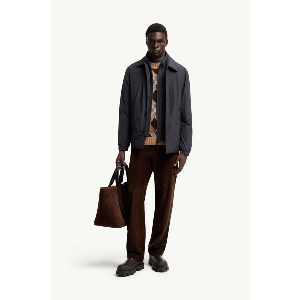 Moncler Maindo Down Shirt Jacket in Navy Blue, view 2 | Men's Jackets | Coveti