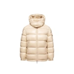 Moncler Maire Hooded Short Down Jacket in Beige | Women's Puffer Jackets | Coveti