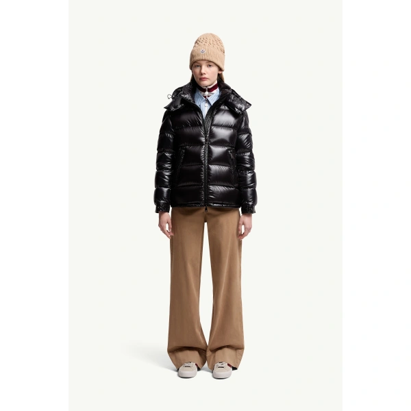 Moncler Maire Hooded Short Down Jacket in Black, view 2 | Women's Puffer Jackets | Coveti