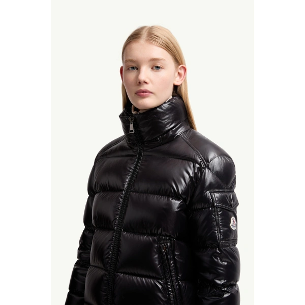 Moncler Maire Hooded Short Down Jacket in Black, view 6 | Women's Puffer Jackets | Coveti