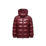 Moncler Maire Hooded Short Down Jacket in Burgundy | Women's Puffer Jackets | Coveti