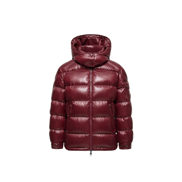 Maire Hooded Short Down Jacket in Burgundy