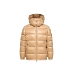 Moncler Maire Hooded Short Down Jacket in Camel Beige | Women's Puffer Jackets | Coveti