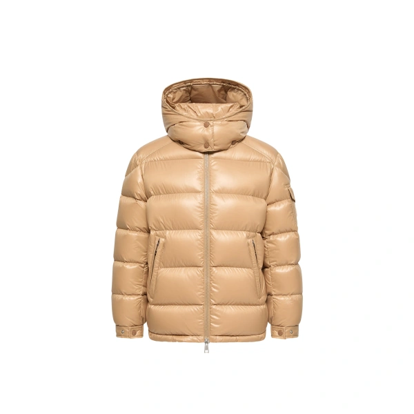 Moncler Maire Hooded Short Down Jacket in Camel Beige | Women's Puffer Jackets | Coveti