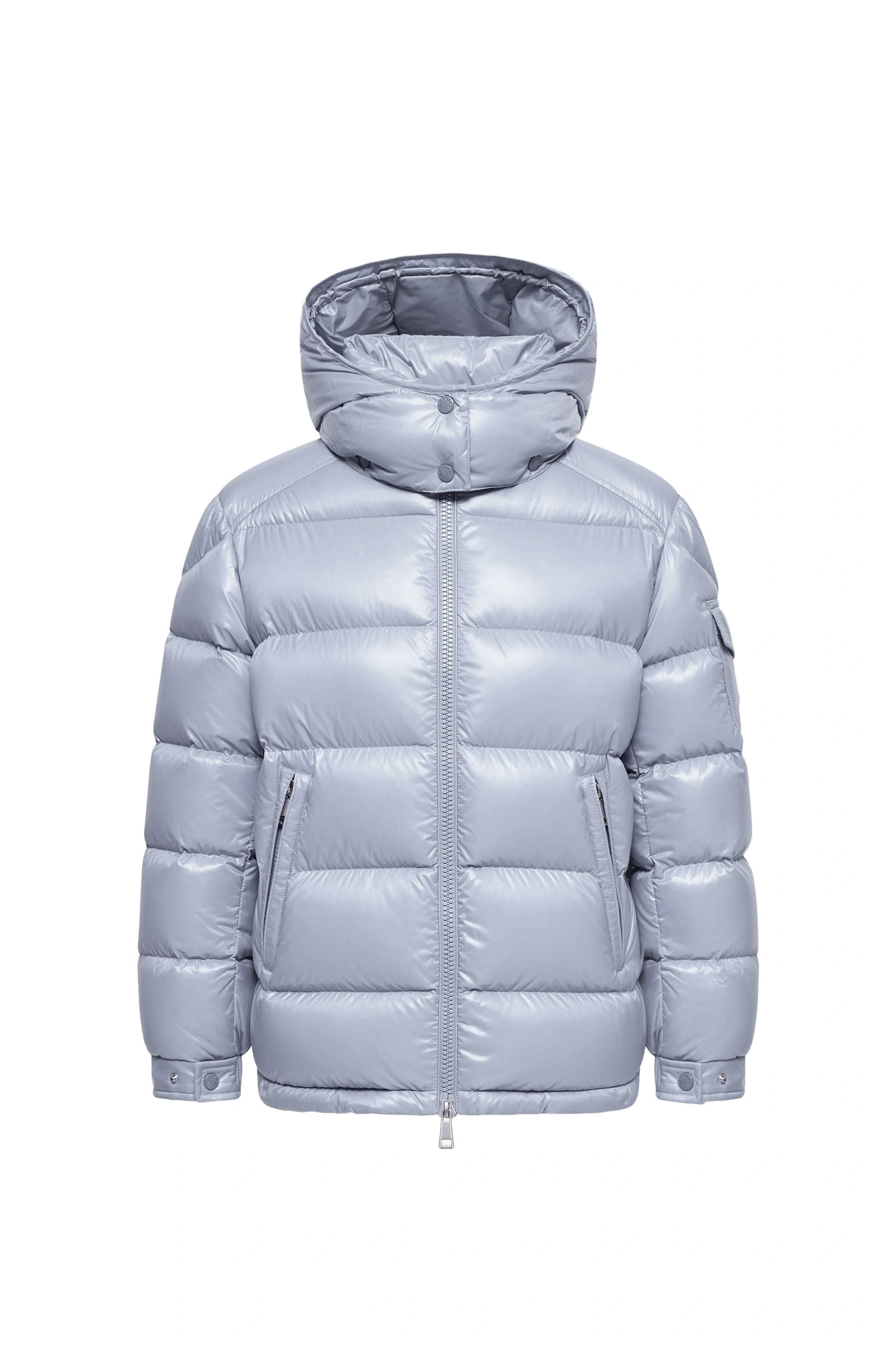 Moncler Maire Hooded Short Down Jacket in Light Blue Moncler Maire Hooded Short Down Jacket in Light Blue | Women's Puffer Jackets | Coveti