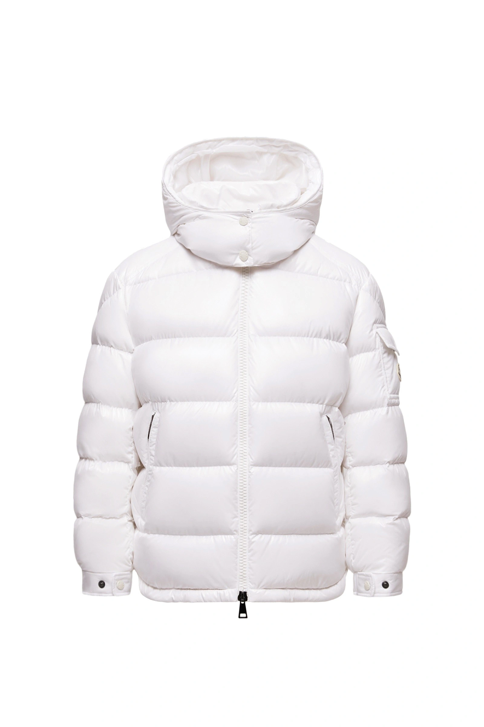 Moncler Maire Hooded Short Down Jacket in Off White Moncler Maire Hooded Short Down Jacket in Off White | Women's Puffer Jackets | Coveti