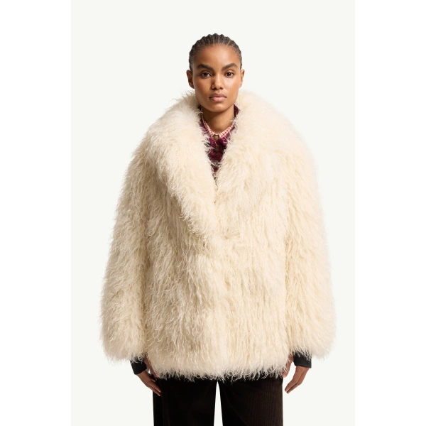 Moncler Malencos Padded Short Jacket in Light Beige, view 4 | Women's Puffer Jackets | Coveti