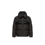 Moncler Manchot Beaded-Trim Mid-Length Down Jacket in Black | Women's Puffer Jackets | Coveti