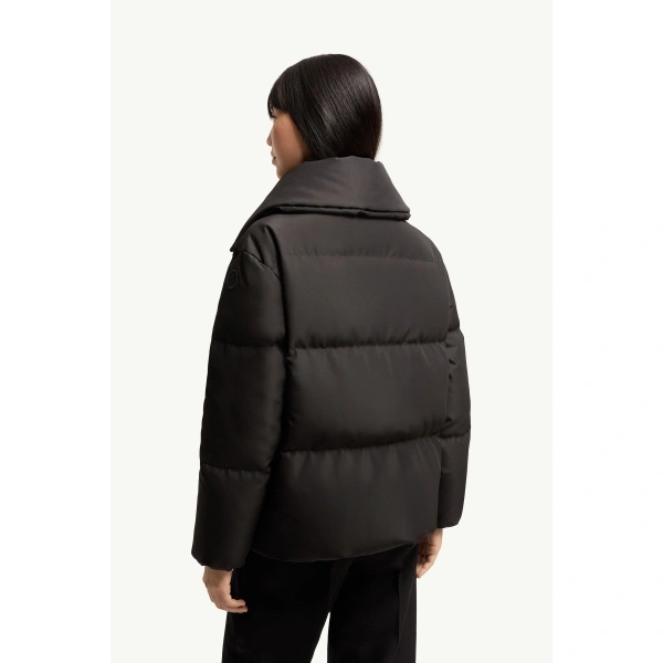 Moncler Manchot Beaded-Trim Mid-Length Down Jacket in Black, view 5 | Women's Puffer Jackets | Coveti
