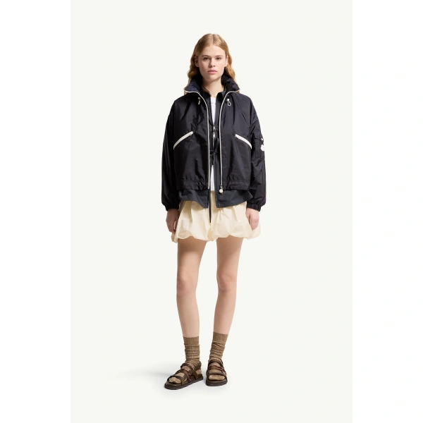 Moncler Marmacy Hooded Jacket in Navy Blue, view 2 | Women's Jackets | Coveti