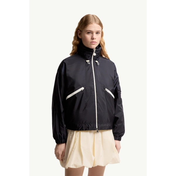 Moncler Marmacy Hooded Jacket in Navy Blue, view 4 | Women's Jackets | Coveti