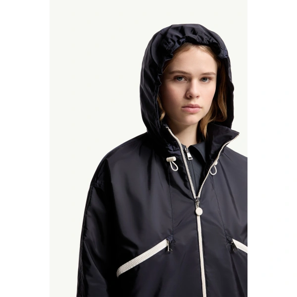 Moncler Marmacy Hooded Jacket in Navy Blue, view 6 | Women's Jackets | Coveti