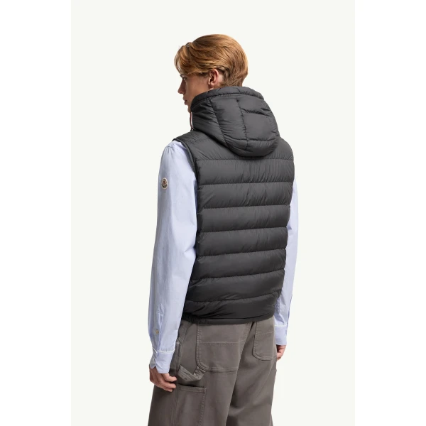 Moncler Marseillan Hooded Down Gilet in Black, view 5 | Men's Jackets | Coveti