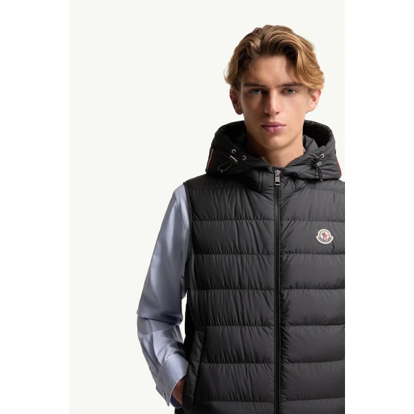 Moncler Marseillan Hooded Down Gilet in Black, view 6 | Men's Jackets | Coveti