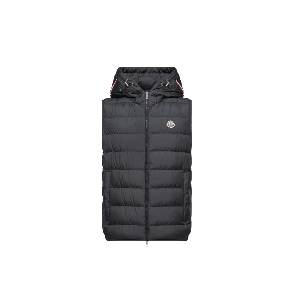 Moncler Marseillan Hooded Down Gilet in Black | Men's Jackets | Coveti