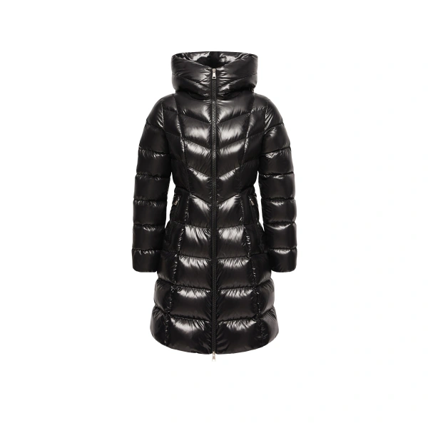 Moncler Marusse Hooded Mid-Length Down Jacket in Black | Women's Puffer and Down Coats | Coveti
