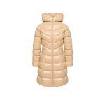 Moncler Marusse Hooded Mid-Length Down Jacket in Light Beige | Women's Puffer and Down Coats | Coveti