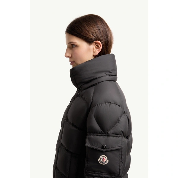 Moncler Maya 70 Hooded Short Down Jacket in Black, view 3 | Women's Puffer Jackets | Coveti