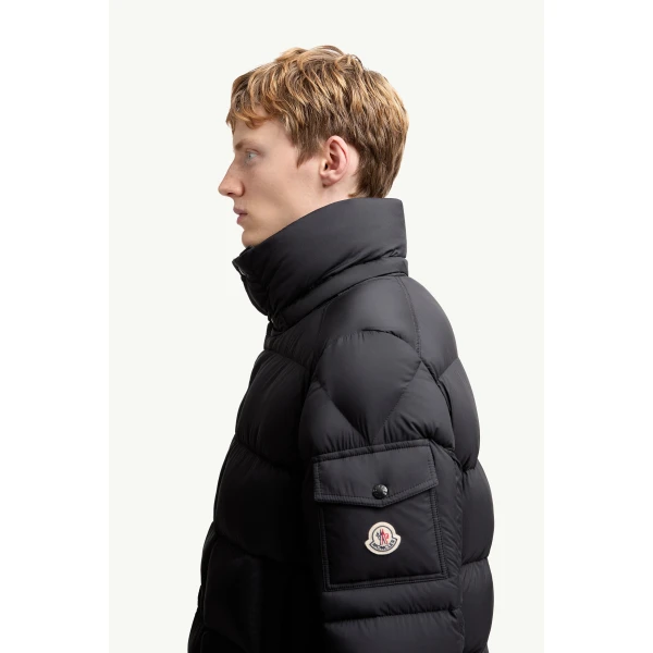 Moncler Maya 70 Hooded Short Down Jacket in Black, view 3 | Men's Jackets | Coveti