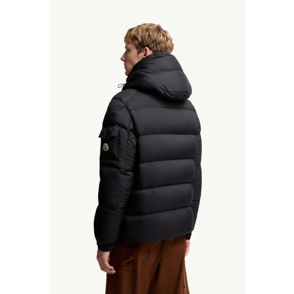 Moncler Maya 70 Hooded Short Down Jacket in Black, view 5 | Men's Jackets | Coveti