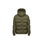 Moncler Maya 70 Hooded Short Down Jacket in Olive Green | Men's Jackets | Coveti