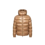 Moncler Maya Hooded Short Down Jacket in Beige | Men's Jackets | Coveti