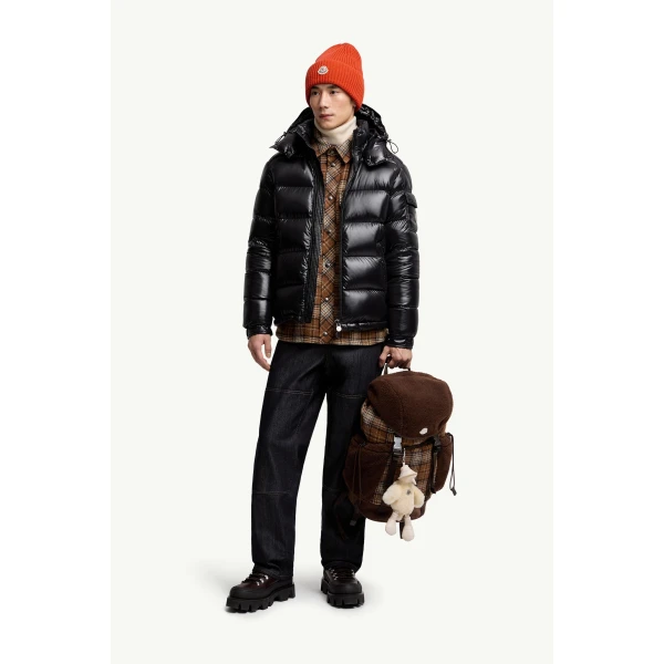 Moncler Maya Hooded Short Down Jacket in Black, view 2 | Men's Jackets | Coveti