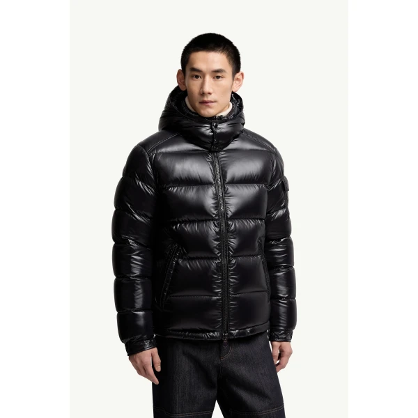 Moncler Maya Hooded Short Down Jacket in Black, view 4 | Men's Jackets | Coveti