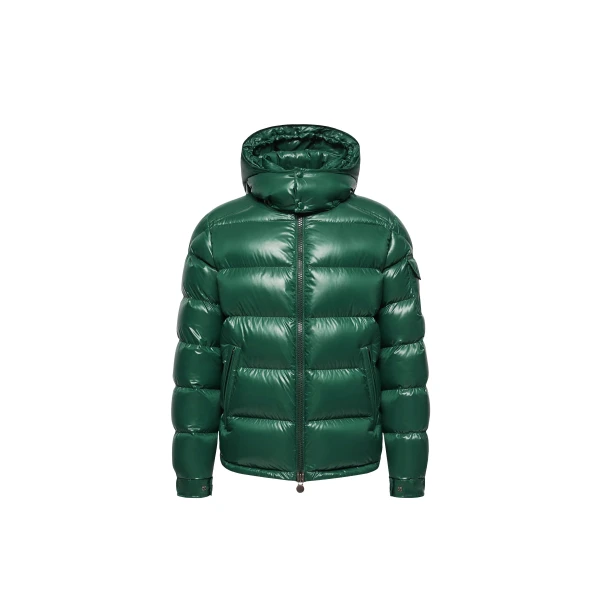 Moncler Maya Hooded Short Down Jacket in Dark Green | Men's Jackets | Coveti