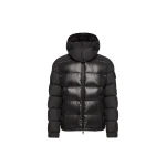 Moncler Maya Hooded Short Down Jacket in Metallic Black Moncler Maya Hooded Short Down Jacket in Metallic Black | Men's Jackets | Coveti