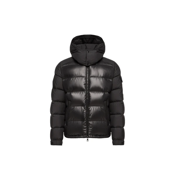 Maya Hooded Short Down Jacket in Metallic Black