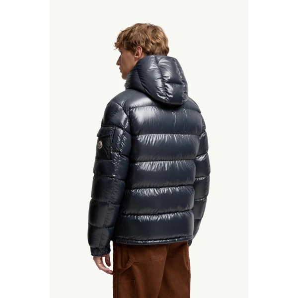 Moncler Maya Hooded Short Down Jacket in Navy Blue, view 5 | Men's Jackets | Coveti